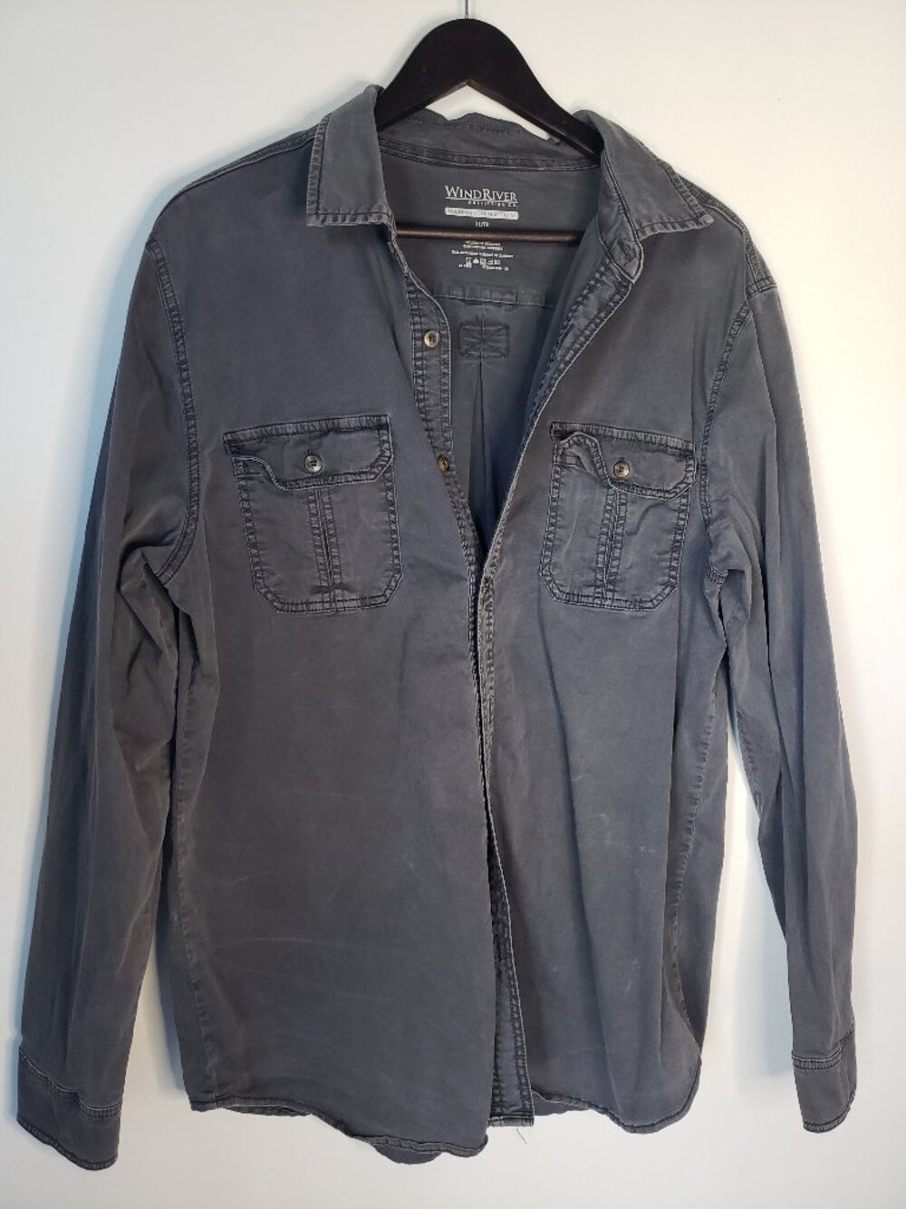 Wind River Charcoal Gray Long Sleeve Soft Faded Work Shirt